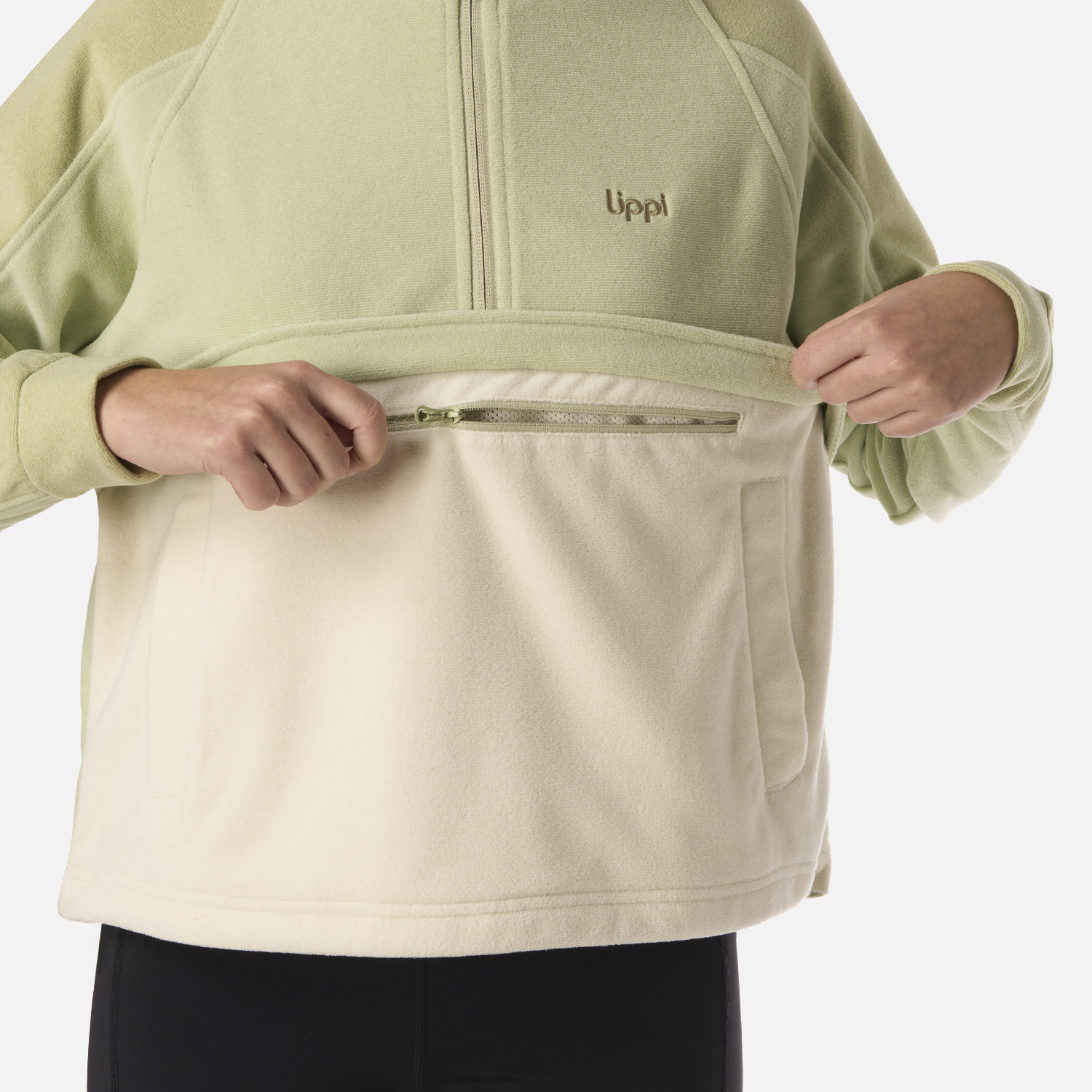 POLAR TEEN GIRL FIREPLACE 1/4 ZIP SWEATSHIRT VERDE MANZANA LIPPI V26 - 5