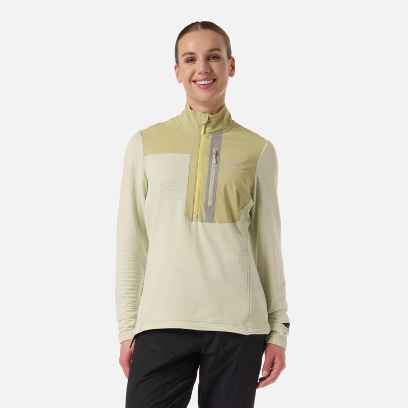 POLERON MUJER KAROVA NANO-F 1/4 ZIP VERDE CLARO LIPPI - 1