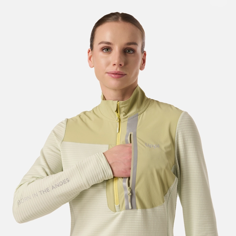 POLERON MUJER KAROVA NANO-F 1/4 ZIP VERDE CLARO LIPPI - 4