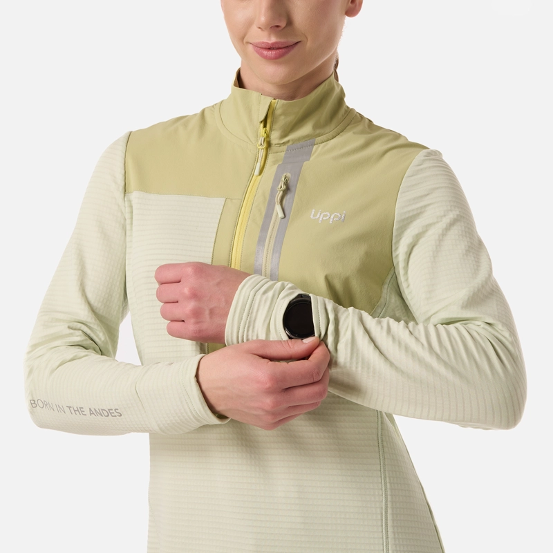 POLERON MUJER KAROVA NANO-F 1/4 ZIP VERDE CLARO LIPPI - 5