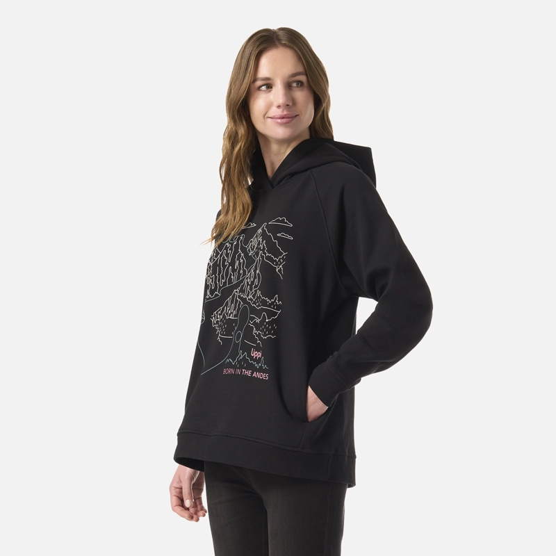 POLERON MUJER INSIGNE HOODY SWEATSHIRT FRONT PRINT NEGRO LIPPI V26 - 2