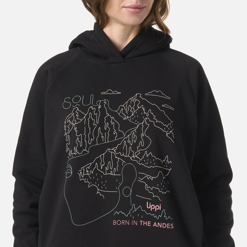 POLERON MUJER INSIGNE HOODY SWEATSHIRT FRONT PRINT NEGRO LIPPI V26 - 5