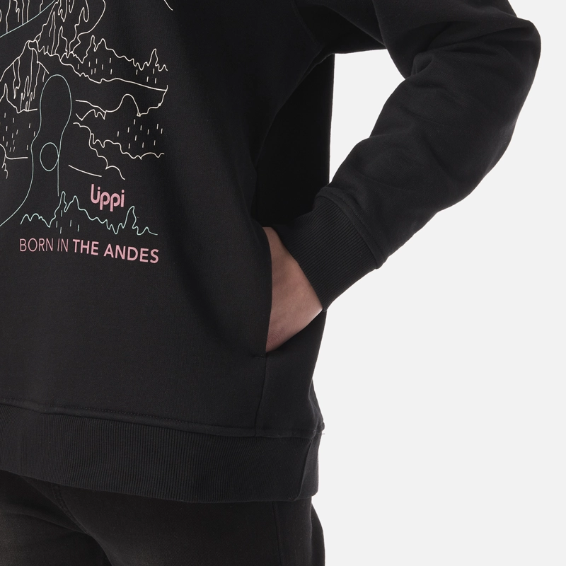 POLERON MUJER INSIGNE HOODY SWEATSHIRT FRONT PRINT NEGRO LIPPI V26 - 6