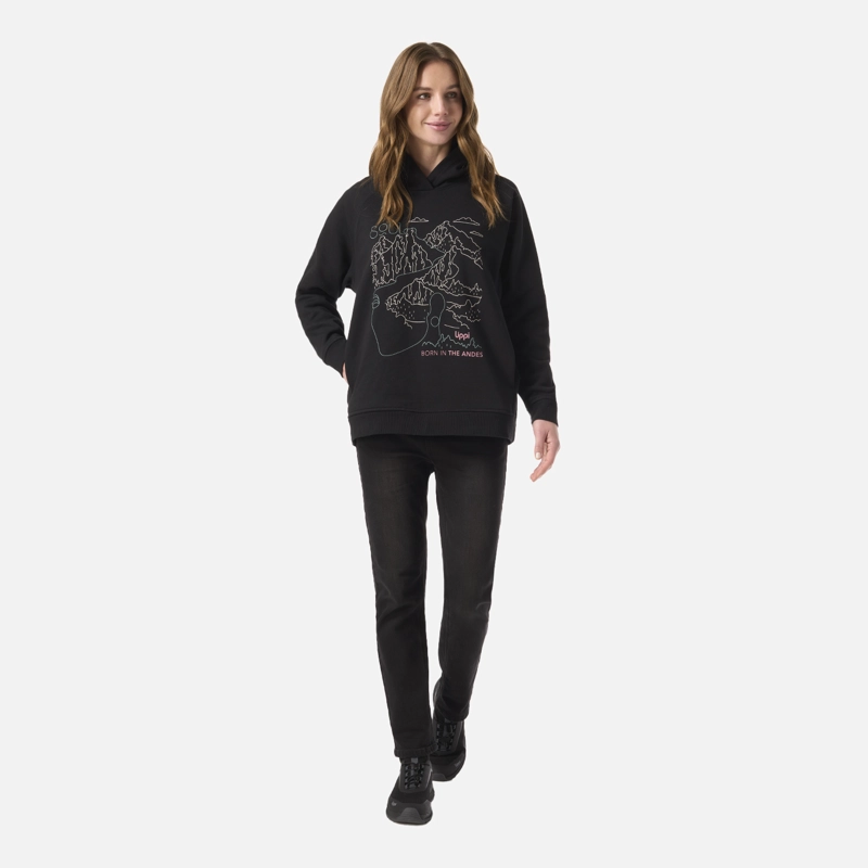 POLERON MUJER INSIGNE HOODY SWEATSHIRT FRONT PRINT NEGRO LIPPI V26 - 7