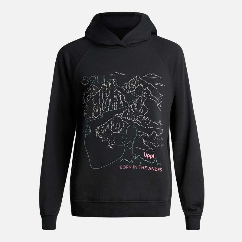 POLERON MUJER INSIGNE HOODY SWEATSHIRT FRONT PRINT NEGRO LIPPI V26 - 8