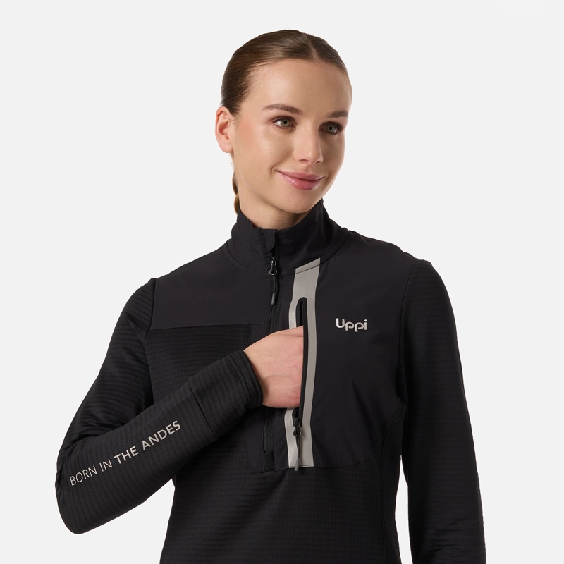 POLERON MUJER KAROVA NANO-F 1/4 ZIP NEGRO LIPPI - 4