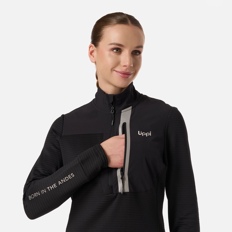 POLERON MUJER KAROVA NANO-F 1/4 ZIP NEGRO LIPPI - 4