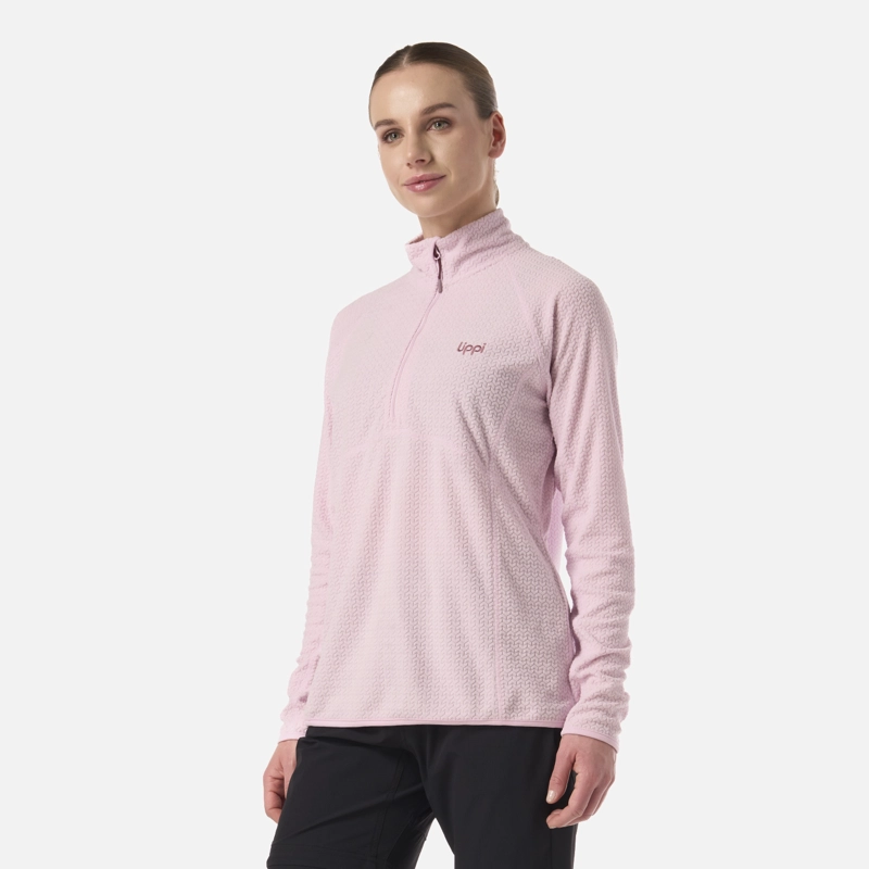 POLERON MUJER JACARANDA NANO-F 1/4 ZIP ROSA CLARO LIPPI V26 - 2