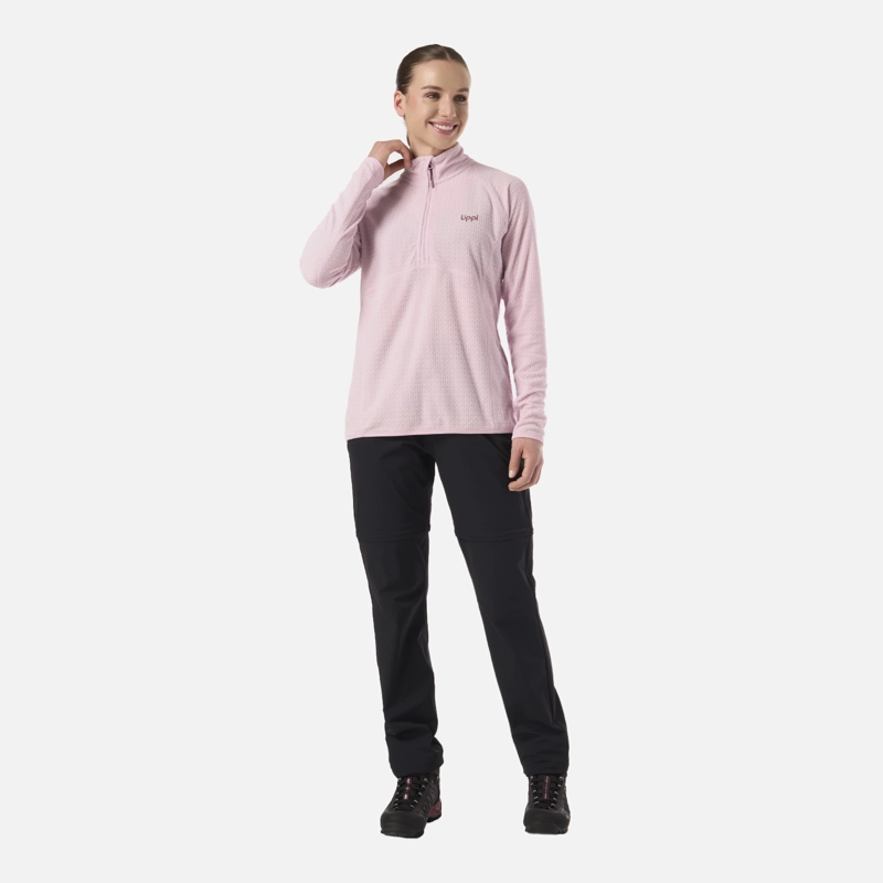 POLERON MUJER JACARANDA NANO-F 1/4 ZIP ROSA CLARO LIPPI V26 - 5
