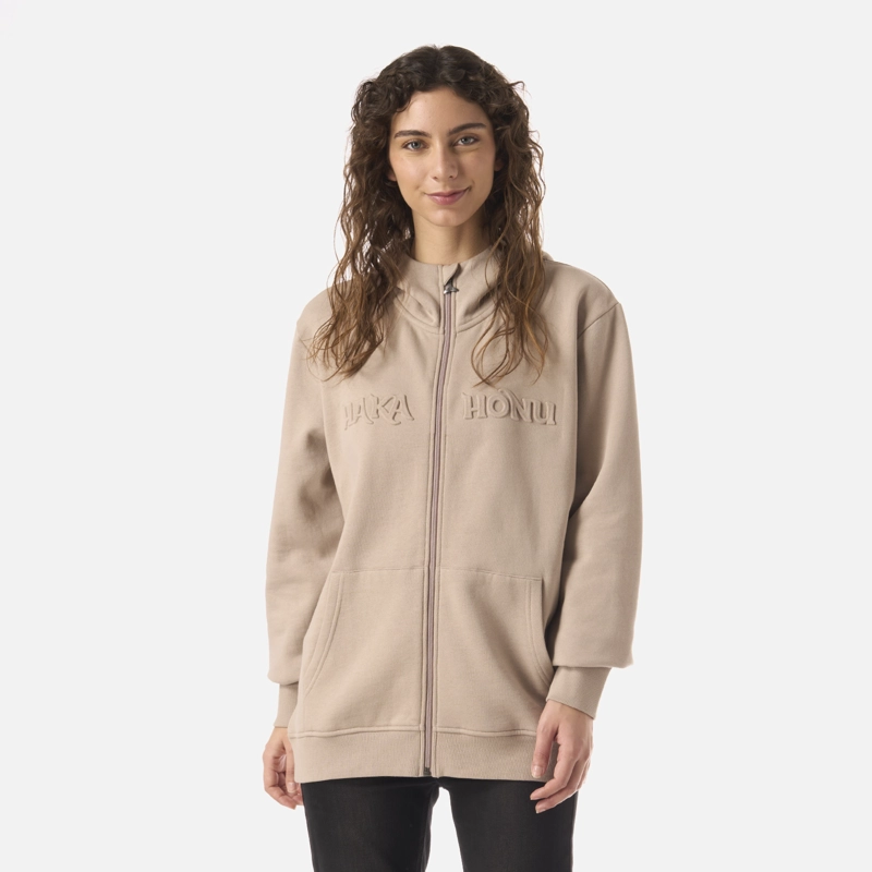 POLERON MUJER MOTOMAMI FULL ZIP TAUPE HAKA HONU - 1