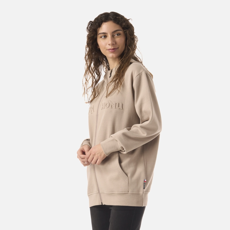POLERON MUJER MOTOMAMI FULL ZIP TAUPE HAKA HONU - 2