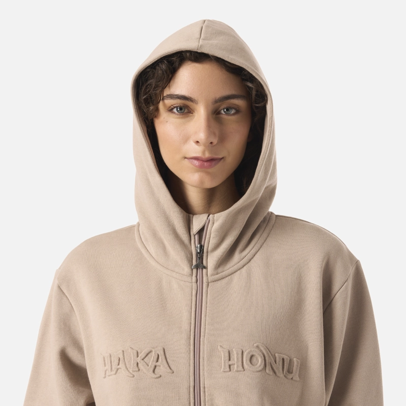 POLERON MUJER MOTOMAMI FULL ZIP TAUPE HAKA HONU - 4
