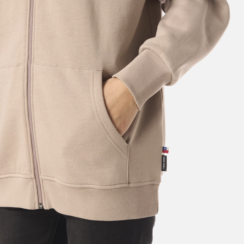 POLERON MUJER MOTOMAMI FULL ZIP TAUPE HAKA HONU - 5