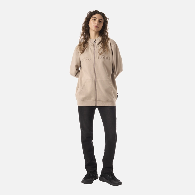 POLERON MUJER MOTOMAMI FULL ZIP TAUPE HAKA HONU - 6