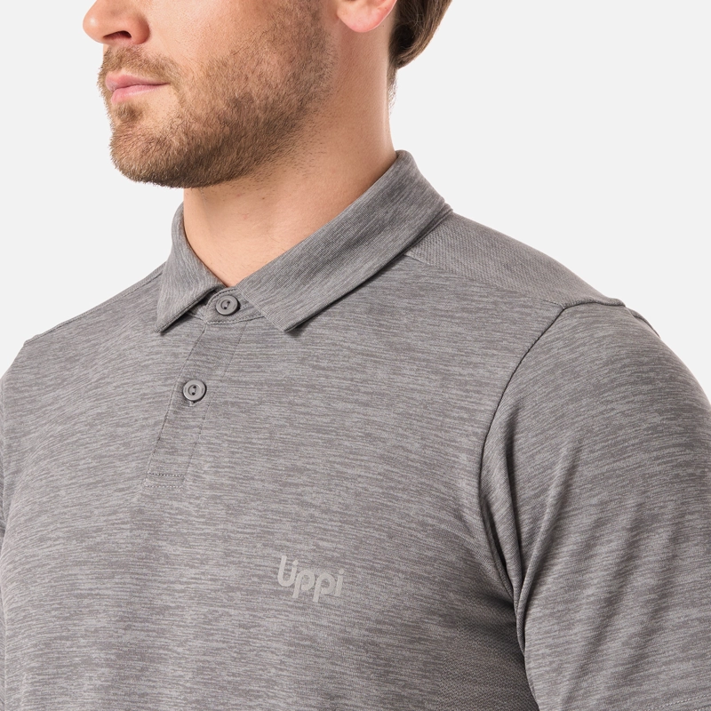 POLERA HOMBRE B-CLASSIC SEAMLESS POLO GRIS MELANGE LIPPI V26 - 4