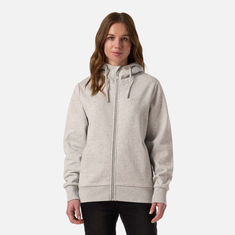 POLERON MUJER ULMO FULL ZIP HOODY SWEATSHIRT GRIS MELANGE LIPPI - 1