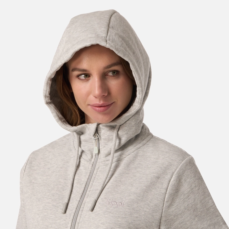 POLERON MUJER ULMO FULL ZIP HOODY SWEATSHIRT GRIS MELANGE LIPPI - 4