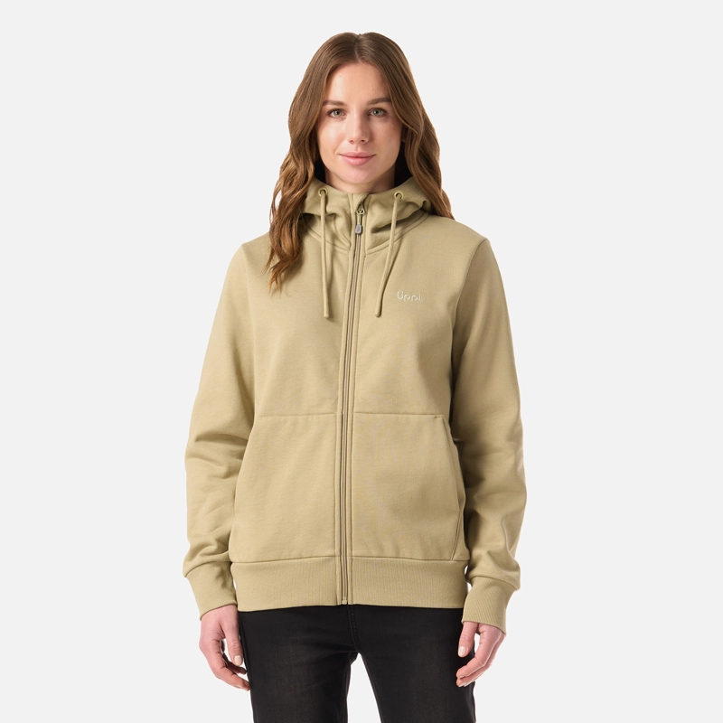 POLERON MUJER ULMO FULL ZIP HOODY SWEATSHIRT VERDE OLIVA LIPPI - 1