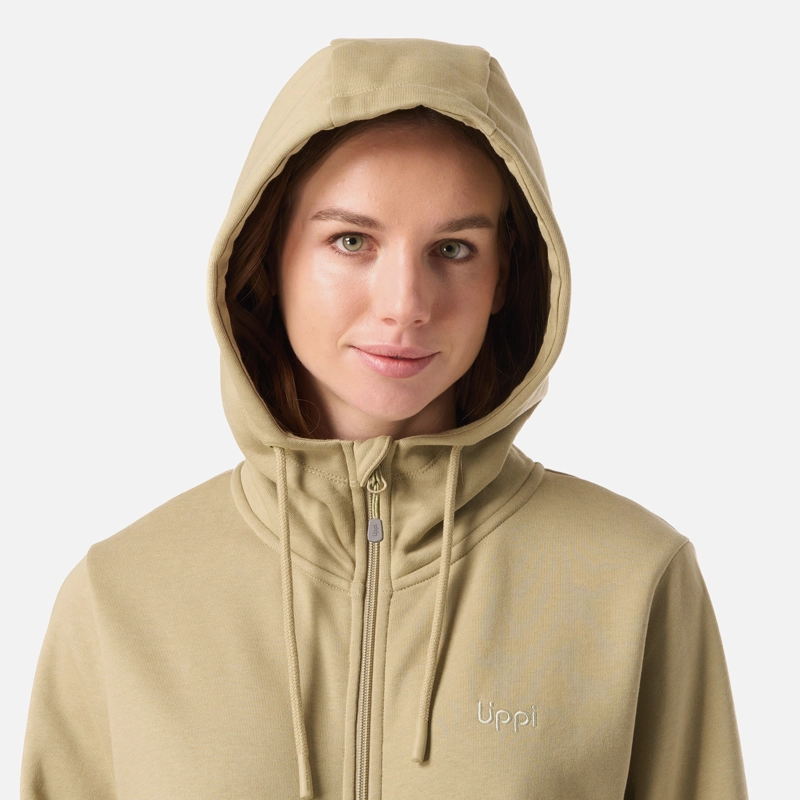POLERON MUJER ULMO FULL ZIP HOODY SWEATSHIRT VERDE OLIVA LIPPI - 4