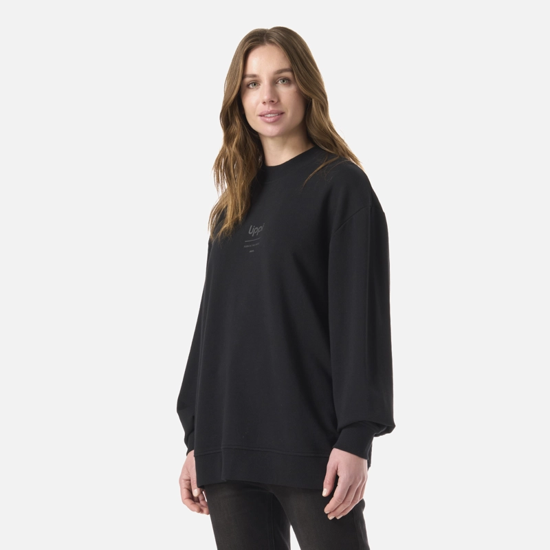 POLERON MUJER ULMO LIGHT MID POINT CREWNECK SWEATSHIRT NEGRO LIPPI V26 - 2