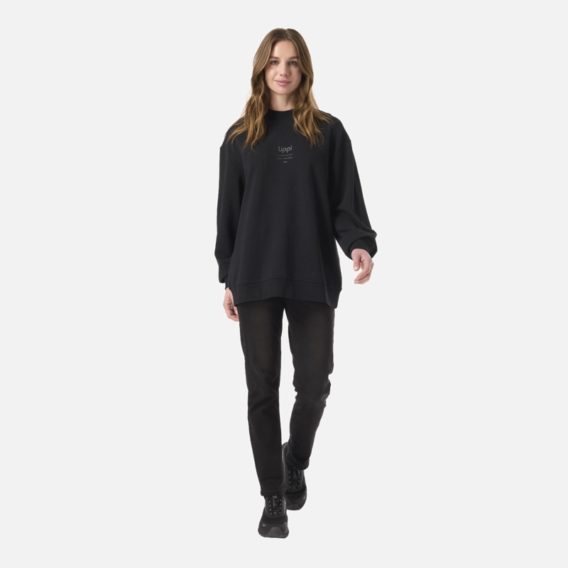 POLERON MUJER ULMO LIGHT MID POINT CREWNECK SWEATSHIRT NEGRO LIPPI V26 - 5