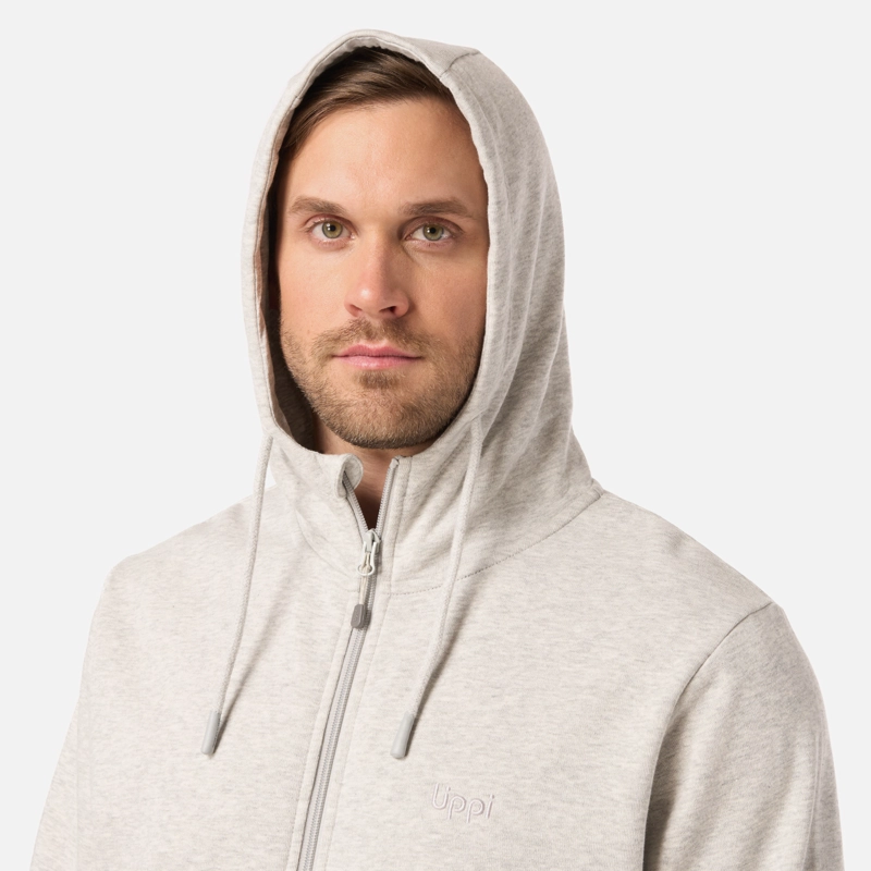 POLERON HOMBRE ULMO LIGHT FULL ZIP HOODY SWEATSHIRT GRIS LIPPI V26 - 4