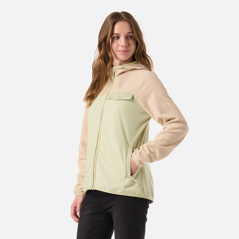 POLAR MUJER FIREPLACE FULL ZIP HOODY SWEATSHIRT CREMA LIPPI - 2