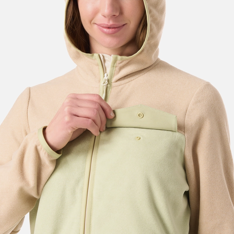 POLAR MUJER FIREPLACE FULL ZIP HOODY SWEATSHIRT CREMA LIPPI - 5