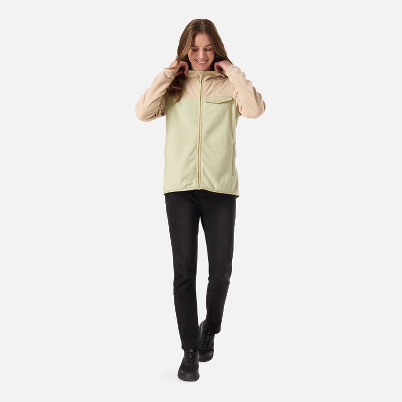 POLAR MUJER FIREPLACE FULL ZIP HOODY SWEATSHIRT CREMA LIPPI - 7