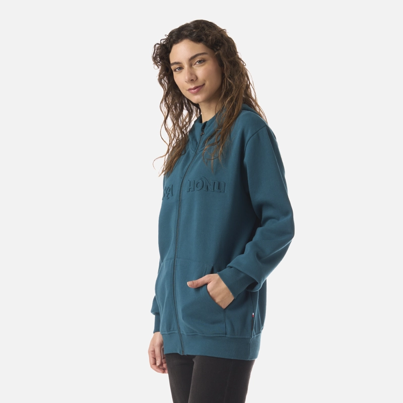 POLERON MUJER MOTOMAMI FULL ZIP PETROLEO OSCURO HAKA HONU - 2