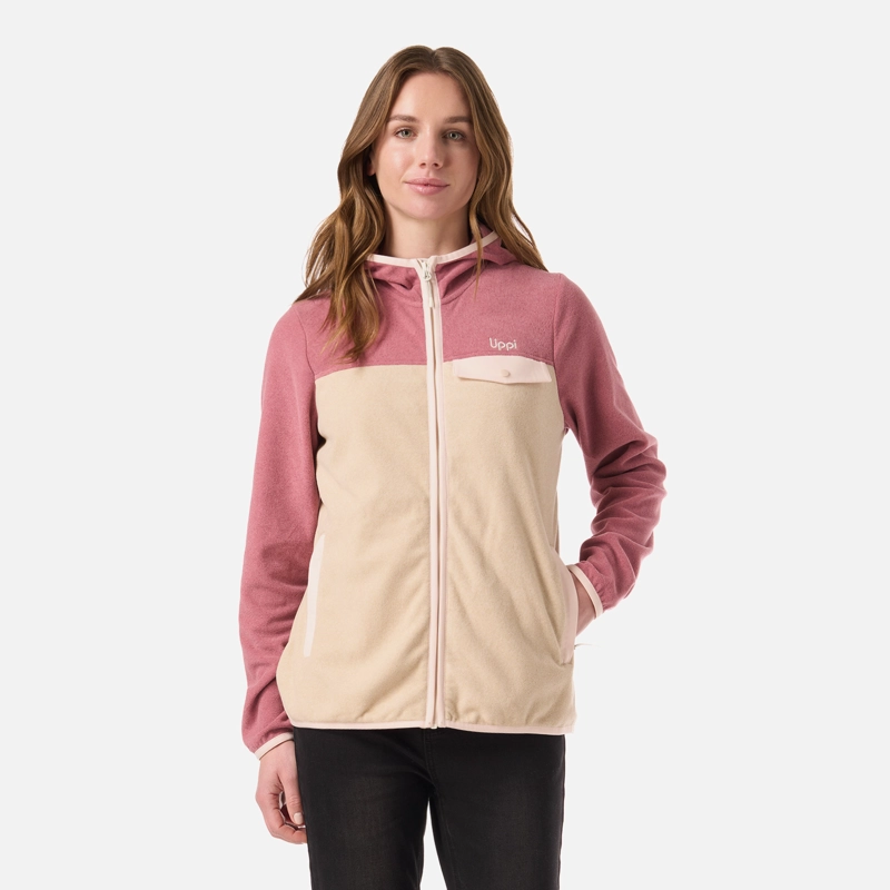 POLAR MUJER FIREPLACE FULL ZIP HOODY SWEATSHIRT ROSA OSCURO LIPPI - 1