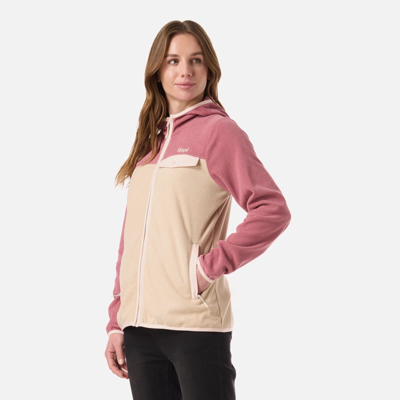 POLAR MUJER FIREPLACE FULL ZIP HOODY SWEATSHIRT ROSA OSCURO LIPPI - 2