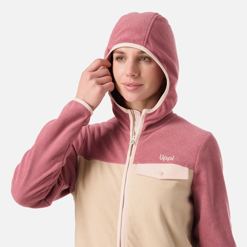 POLAR MUJER FIREPLACE FULL ZIP HOODY SWEATSHIRT ROSA OSCURO LIPPI - 4
