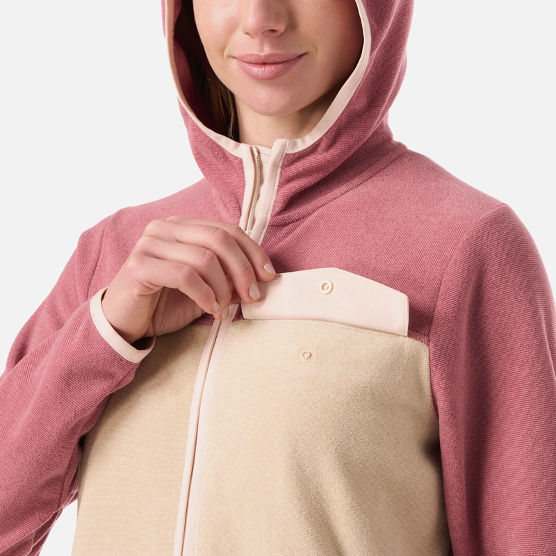 POLAR MUJER FIREPLACE FULL ZIP HOODY SWEATSHIRT ROSA OSCURO LIPPI - 5