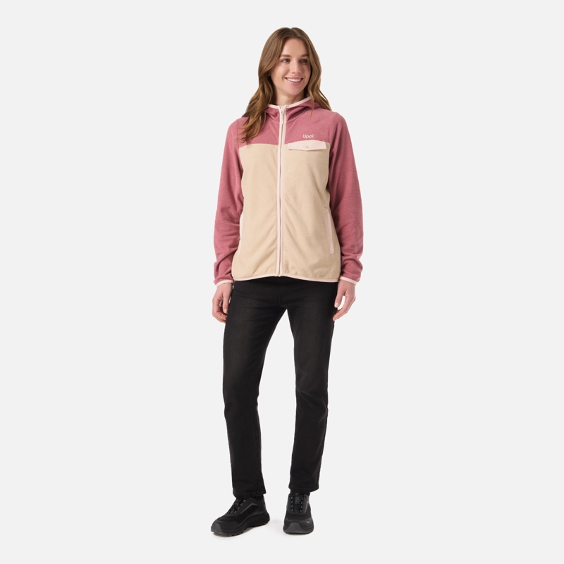 POLAR MUJER FIREPLACE FULL ZIP HOODY SWEATSHIRT ROSA OSCURO LIPPI - 7