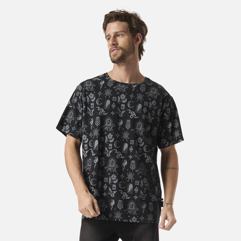 HAKA HONU POLERA HOMBRE ESOTERICA PRINT NEGRO HAKA HONU