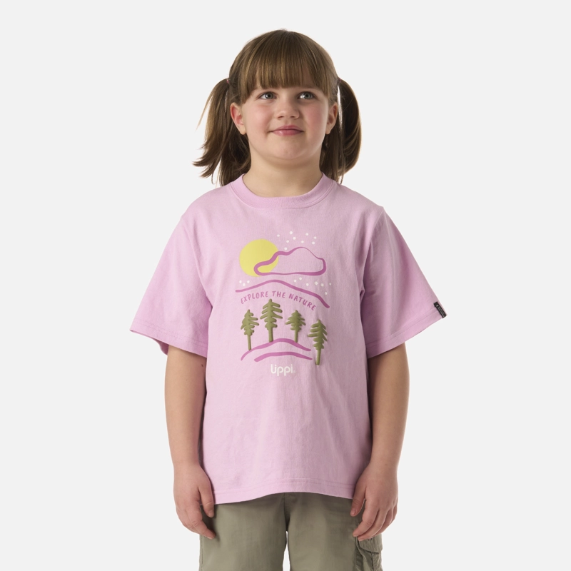 POLERA NIÑA EXPLORE OVERSIZE T-SHIRT ROSA LIPPI - 1