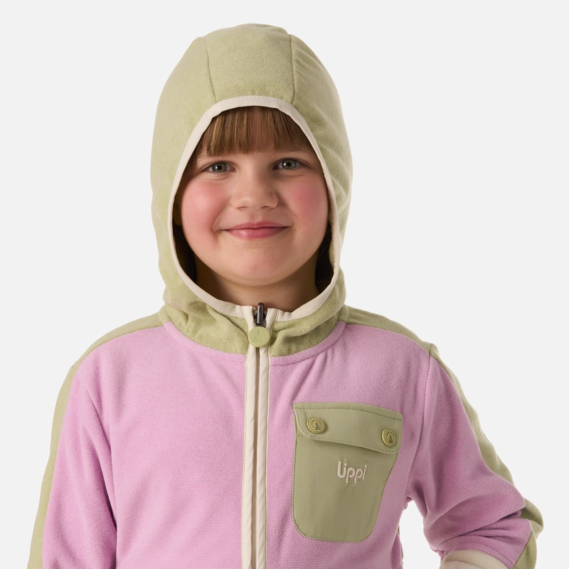 POLAR NIÑA FIREPLACE HOODY SWEATSHIRT VERDE MANZANA LIPPI - 4