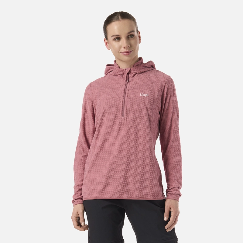 POLERON MUJER JACARANDA NANO-F 1/4 ZIP HOODY ROSA OSCURO LIPPI - 1