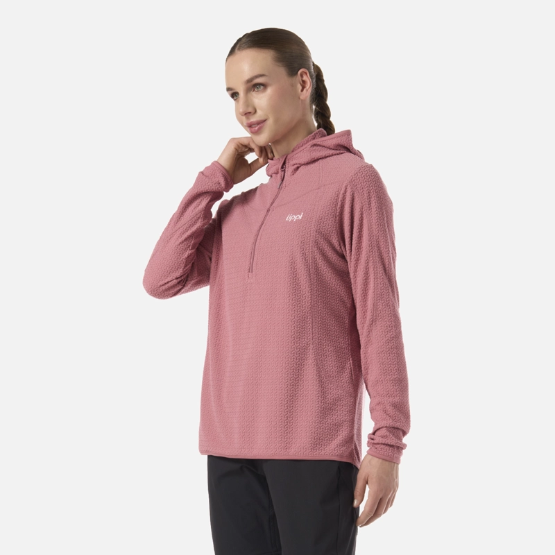 POLERON MUJER JACARANDA NANO-F 1/4 ZIP HOODY ROSA OSCURO LIPPI - 2