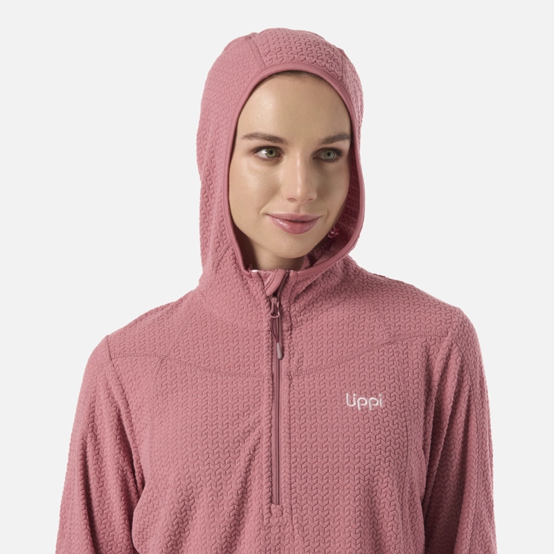 POLERON MUJER JACARANDA NANO-F 1/4 ZIP HOODY ROSA OSCURO LIPPI - 4