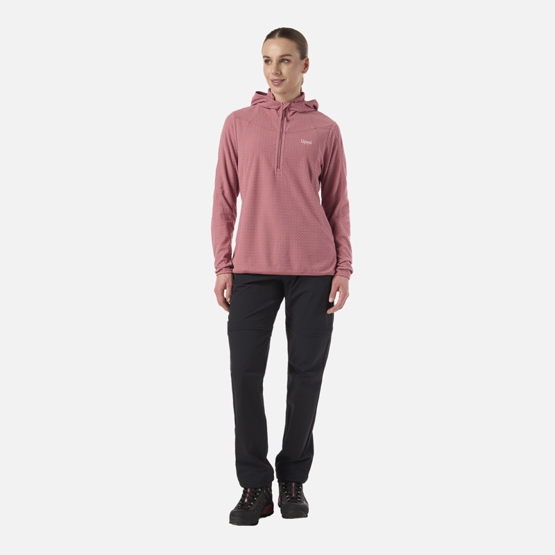 POLERON MUJER JACARANDA NANO-F 1/4 ZIP HOODY ROSA OSCURO LIPPI - 5