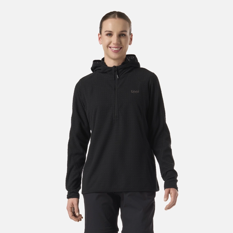 POLERON MUJER JACARANDA NANO-F 1/4 ZIP HOODY NEGRO LIPPI - 1