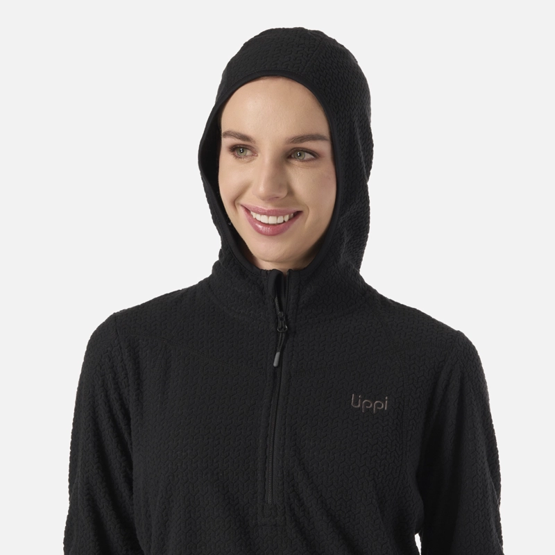 POLERON MUJER JACARANDA NANO-F 1/4 ZIP HOODY NEGRO LIPPI - 4