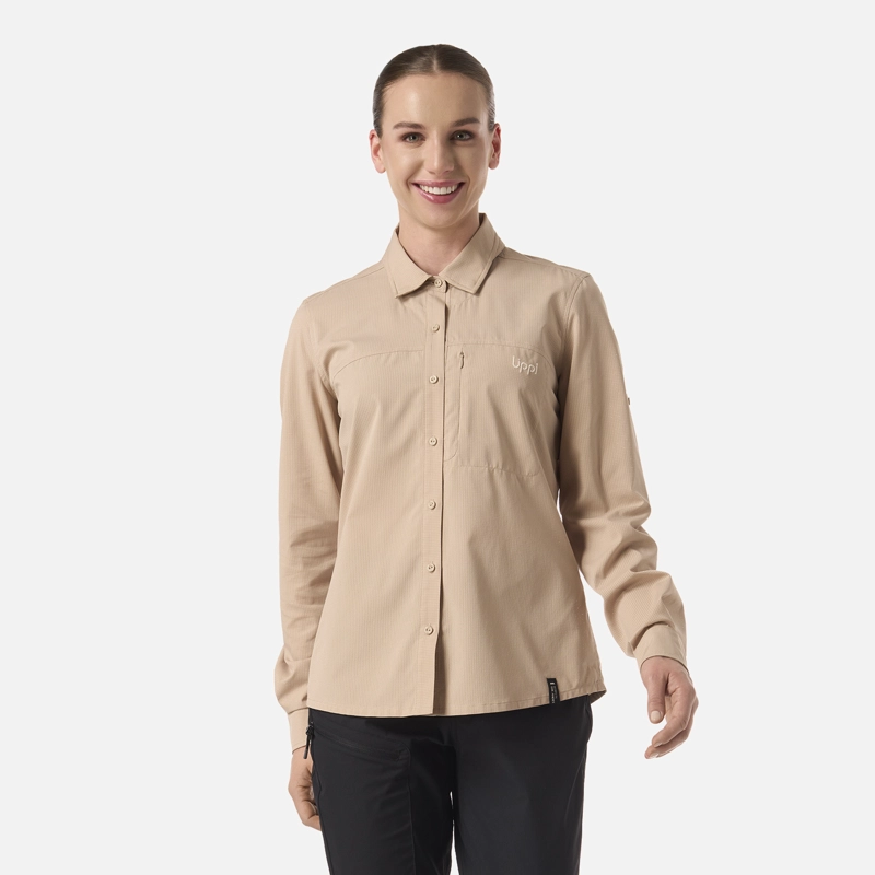 CAMISA MUJER ROSSELOT LONG SLEEVE Q-DRY SHIRT BEIGE LIPPI V26 - 1