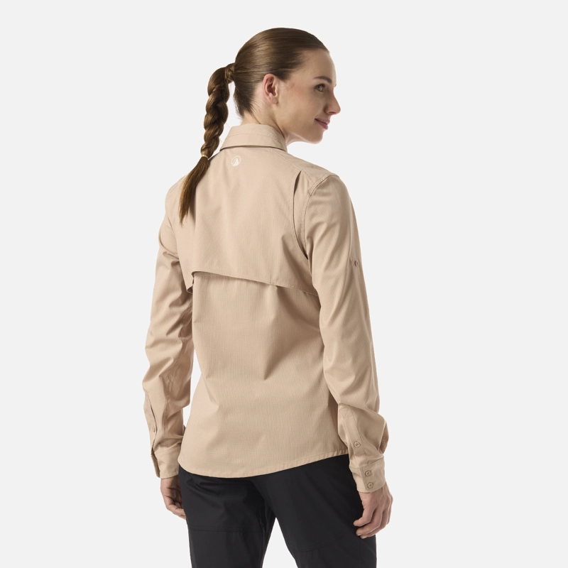 CAMISA MUJER ROSSELOT LONG SLEEVE Q-DRY SHIRT BEIGE LIPPI V26 - 3