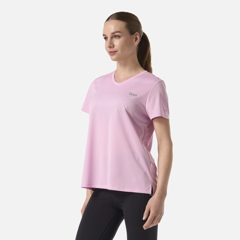 POLERA MUJER CORE V-NECK Q-DRY T-SHIRT ROSA LIPPI - 2