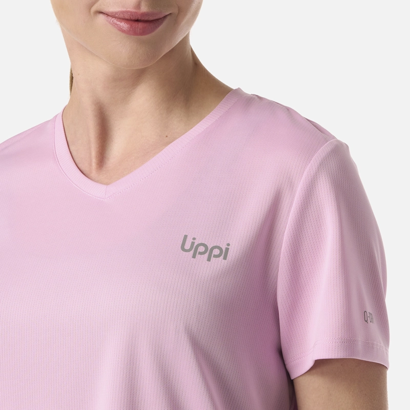 POLERA MUJER CORE V-NECK Q-DRY T-SHIRT ROSA LIPPI - 4