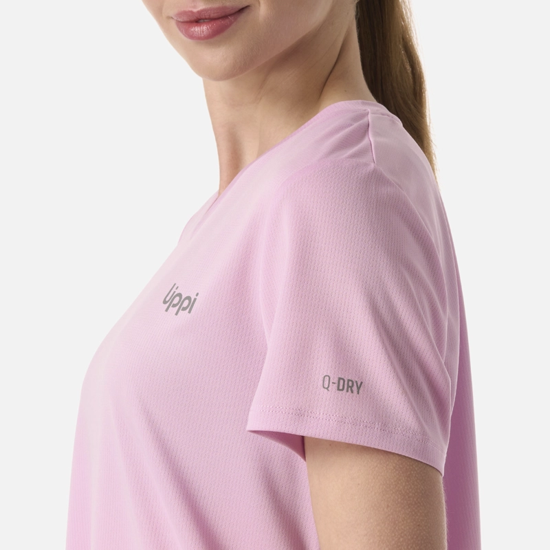 POLERA MUJER CORE V-NECK Q-DRY T-SHIRT ROSA LIPPI - 5