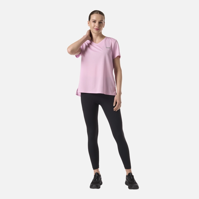 POLERA MUJER CORE V-NECK Q-DRY T-SHIRT ROSA LIPPI - 7